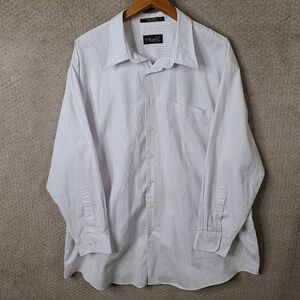 CM Gold Series Shirt Mens 19 34/35 White Striped Button Down Cotton Blend Casual